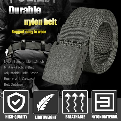 IronSeals Military Tactical Web Belt, Webbing Nylon Outdoor Web Belt with Plastic Buckle3