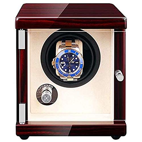 IIPOSAQQ Bobinador automático de relojes unisex con doble rotación, caja de madera, motor silencioso de lujo, 4 modos, alimentado por USB, 18 x 16 x 16 cm