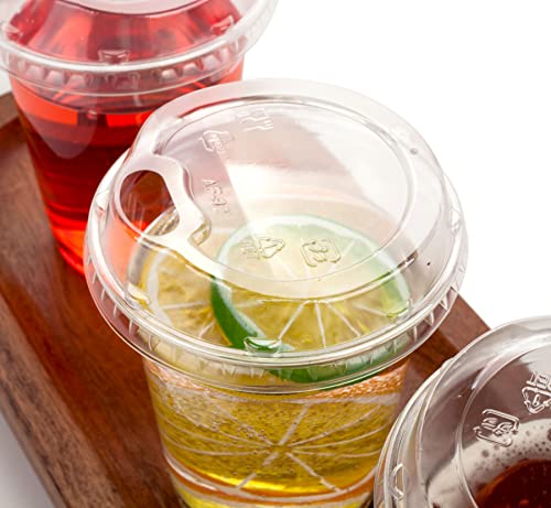 Image of Golden Apple Cup series, 12oz 50sets Clear Plastic cups with Sip lids (Strawless) 50Cups+50Lids, BPA Free
