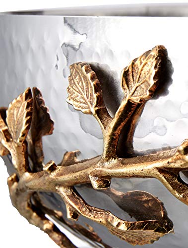 Elegance Golden Vine Hammered, 12-Inch, Silver/Gold Stainless Steel ,Salad Bowl #TOP3