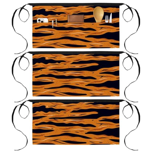 Demi-tablier de cuisine à rayures tigre sauvage lot de 3 pièces