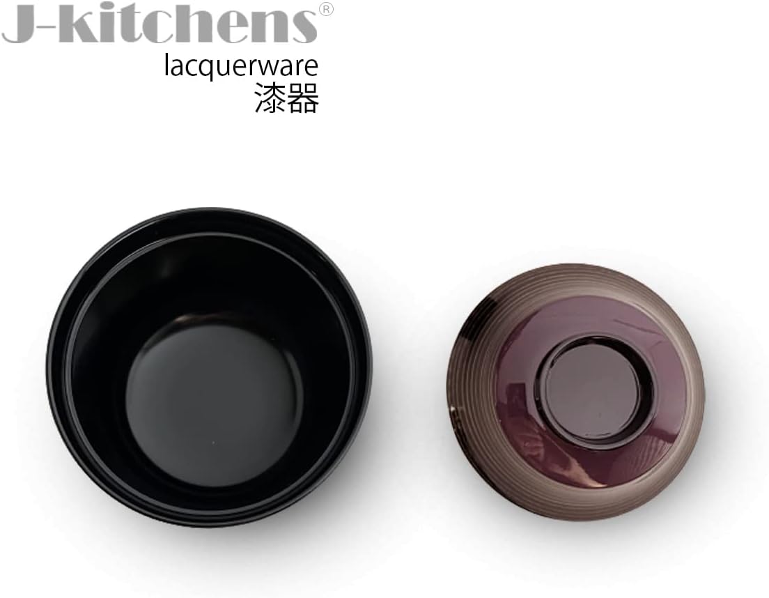 J-kitchens Miso Soup Bowl, Soup Bowl, 10.4 fl oz (290 cc), φ3.9 x H3.7 inches (10 x 9.5 cm), Heat Resistant, 3.2 Size, Fuji Shape, Small Suction Bowl, Purple Gold Line, Made in Japan