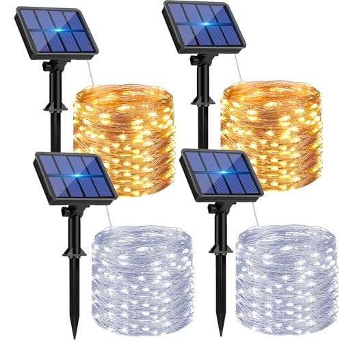 btfarm 4 Pack Solar String Lights Outdoor - 320LED 132FT