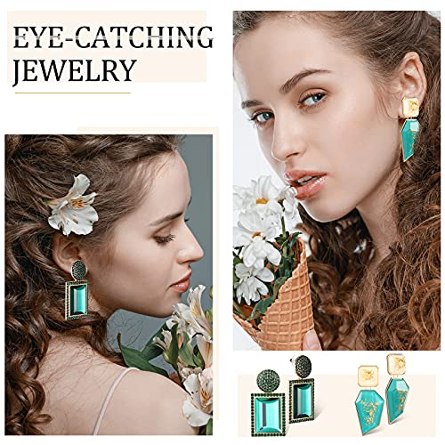 6 Pairs Rhinestone Rectangle Dangle Earrings Geometric Statement Earrings Bohemian Crystal Drop Earring For Women Girls #TOP3