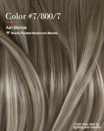 Image of Full Shine Human Hair Extensions Clip ins, Balayage Cool Brown Ombre Blonde | Seamless Ultra-Thin Weft, Long Straight Hair for Women, Heat Styling, Adds Length & Volume, Natural Blend, 22 Inch 8 Pcs 120g