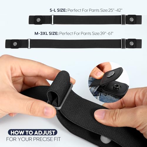Image of WHIPPY No Buckle Stretch No Show Belt for Men 1.38 inches Wide, Buckless Invisible Elastic Belt for Jeans Pants