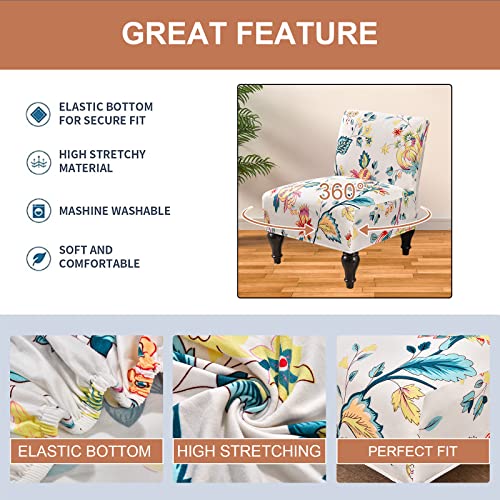 Image of Eco-Ancheng Armless Chair Slipcover Removable Armless Accent Chairs Covers Washable Armless Slipper Chair Slipcover Printed Armless Chair Furniture Protector Covers for Living Dining Room Hotel