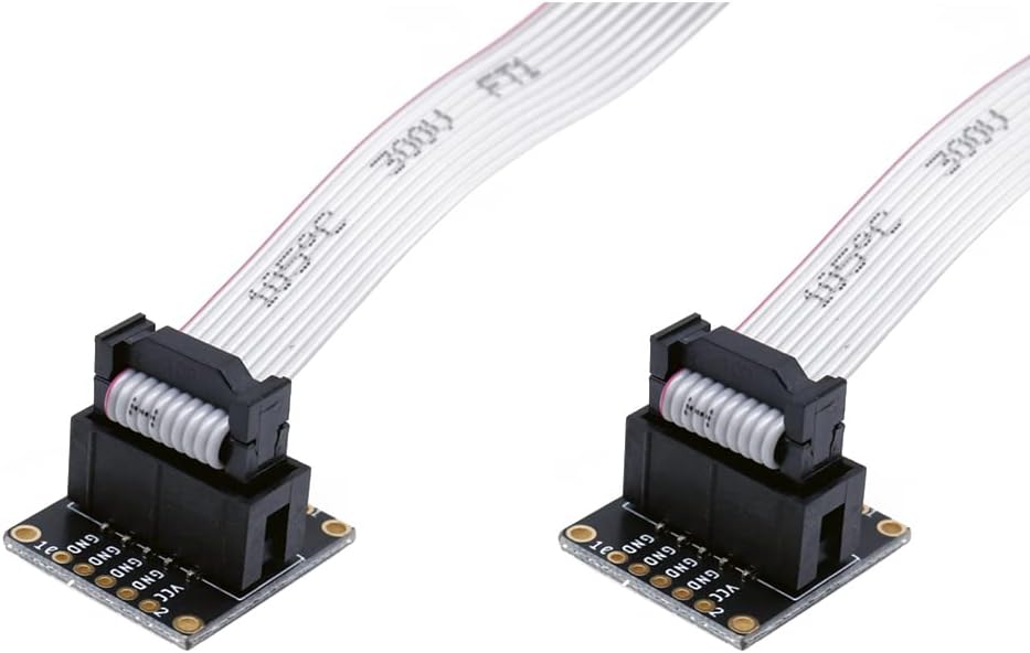 2pcs JTAG Breakout Board Adapter SWD Adapter Board Jtag Debug Board with 2 Row 2.54mm Pitch 10pins Female to Female IDC Connector Flat Flexible Gray Ribbon Jumper Cable 200mm Pitch for J-Link