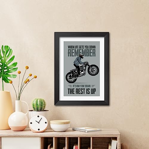 Image of TenorArts Motorcycle Riding Posters Photo Frame Bikers Bullet Rider Motivational Quotes Laminated Poster Framed Painting with Matt Finish Frames (9inches x 12inches) (Rest is Up)