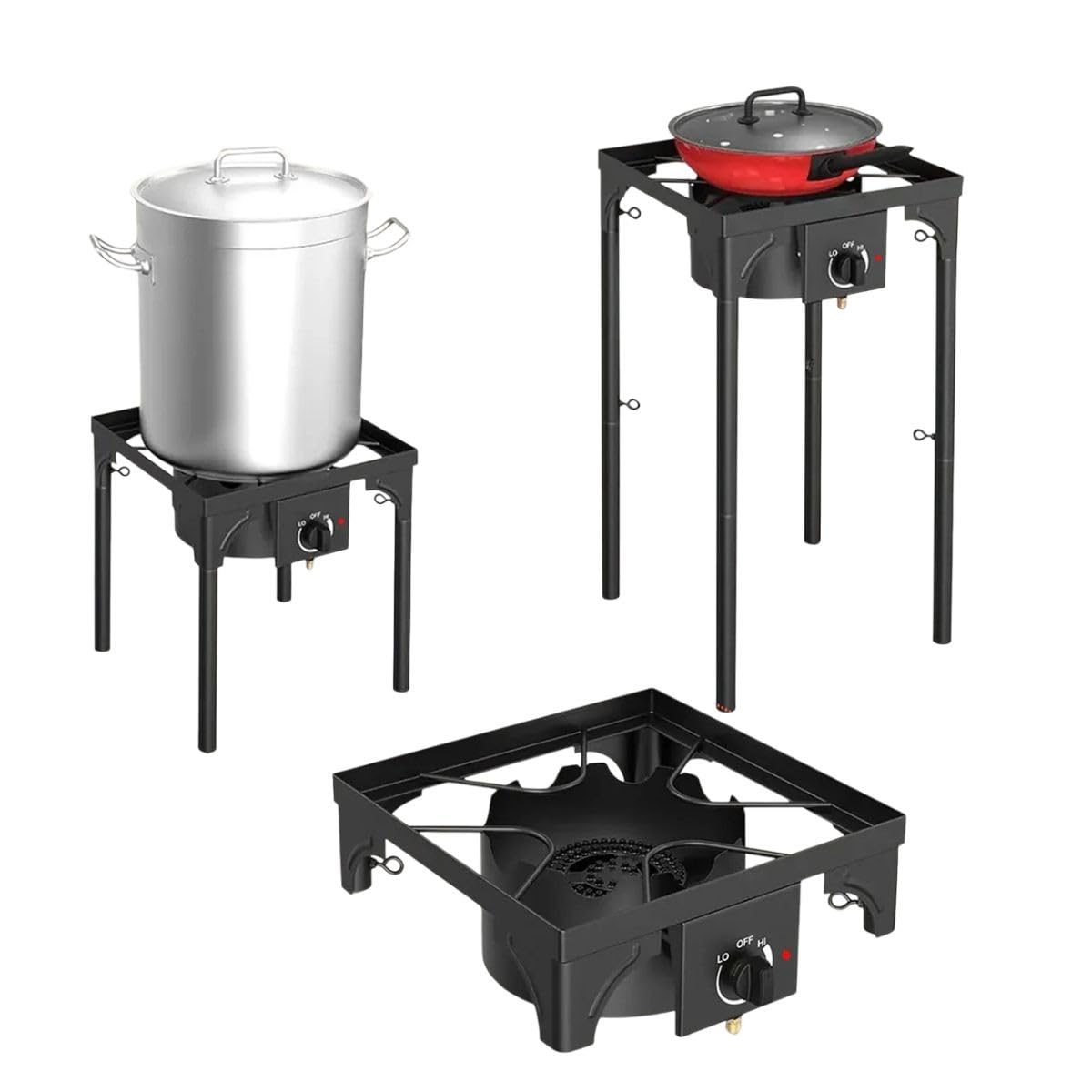INTEC - Kuchenka gazowa z 1 palnikiem Grill 4,5kW 2 w 1 palnik żeliwny + żeliwna płyta grillowa 40 x 40 cm 3 wysokości piezo