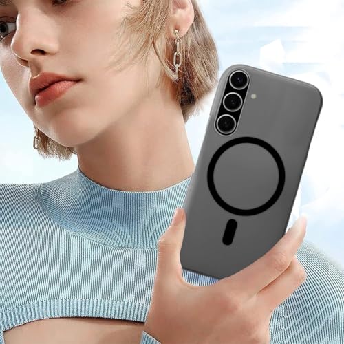 Image of SHINESTAR Back Cover for Samsung Galaxy A56 5G | Frosted Semi-Transparent Slim Case | Only Compatible with Wireless Magnetic Accessories | Hard Back, Matte Finish - Black
