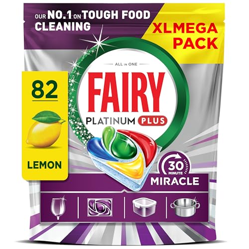 Fairy 30 Minute Miracle Platinum Plus Dishwasher Tablets 82 Capsules Dishwasher Cleaner