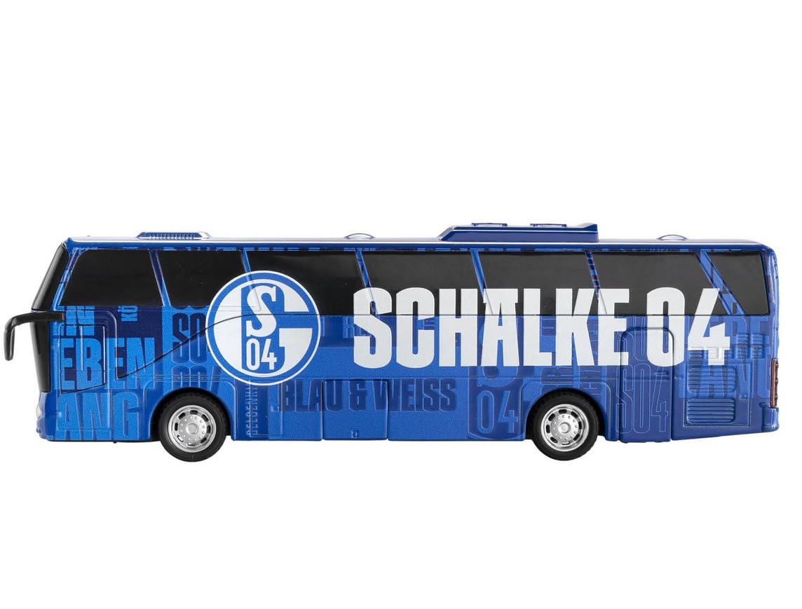 FC Schalke 04 Mannschaftsbus Spielzeug – S04 Fanartikel Bus mit Pullback Rückziehmotor – Fußball Vereinsbus Modell für Kinder & Fans