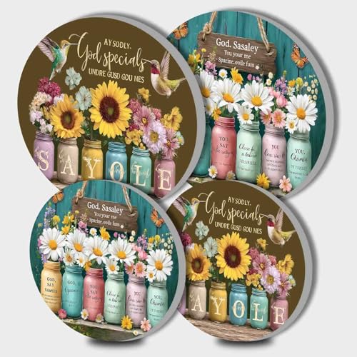 Aihonmin Country Style Vase Stove Burner Covers, Flowers Gas Stove Burner Covers Set of 4, 8&10In Stove Top Covers for Electric Stove Metal Stove Cover Gas Stove Top Covers, Kitchen Cooktop Decor