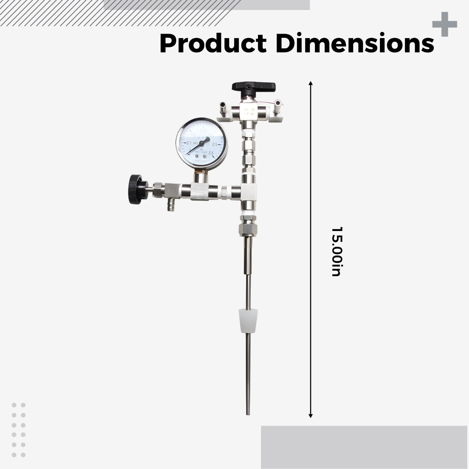 Kit de elaboración de cerveza, de acero inoxidable 304 con medidor de presión, 15 pulgadas de altura, kit de transferencia de embotellado de cerveza para cerveza casera con CO2