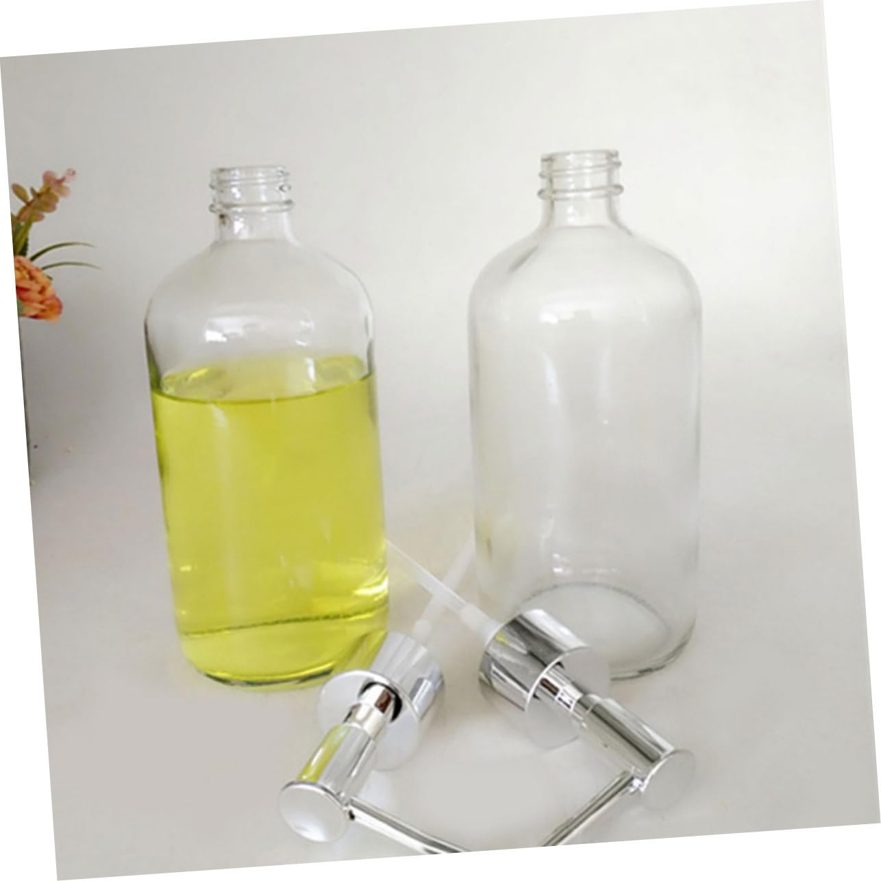 GLEAVI 4 Botellas Dispensadoras de Jabón de Vidrio Blanco, 500ml, Rellenables y Portátiles, Diseño Simple para Baño y Camping, Envase Reutilizable