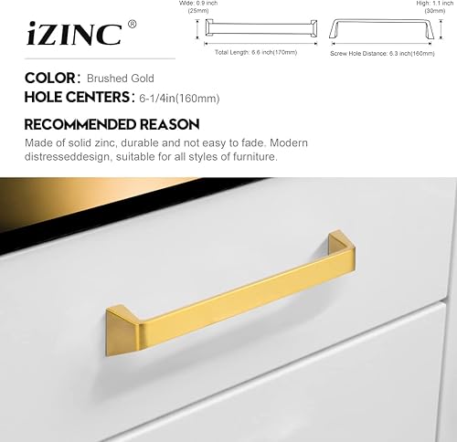 Miniatura 9 de iZINC Paquete de 30 tiradores de cajón cromados de zinc macizo, tiradores de gabinete de níquel de aceite de 3 34 pulgadas3.780 in, manijas modernas