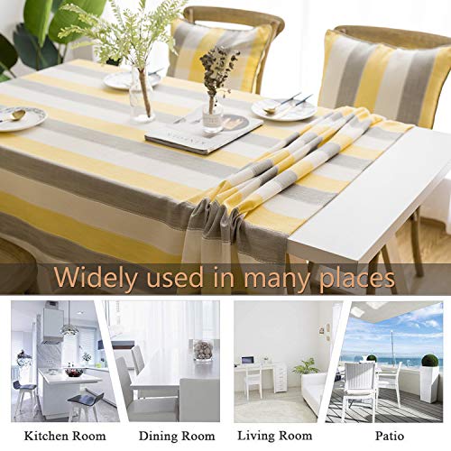Linenlux Stylish Square Rectangular Tablecloth/Table Cover For Kitchen Dinning Tabletop Decoration Yellow Striped Rectangle/Oblong 53 X 70 In #TOP4