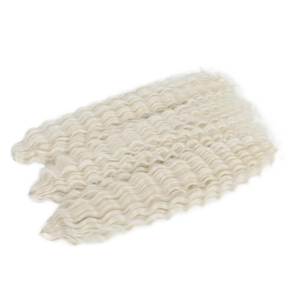 Zestaw 3 długich kręconych peruk, szydełkowe falowane włosy, dla czarnych kobiet, głębokie warkocze do warkoczyków boho (A1,22 cala-55 cm)