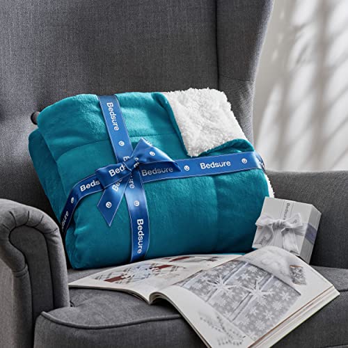 BEDSURE Sherpa Kuscheldecke Flauschig 150x200 - Sofadecke, Türkis – Ansicht 6
