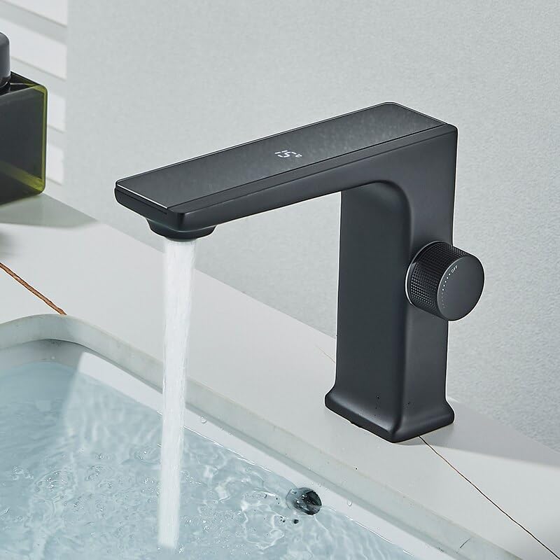 Mitigeur eau chaude froide en laiton noir mat au design haut de gamme