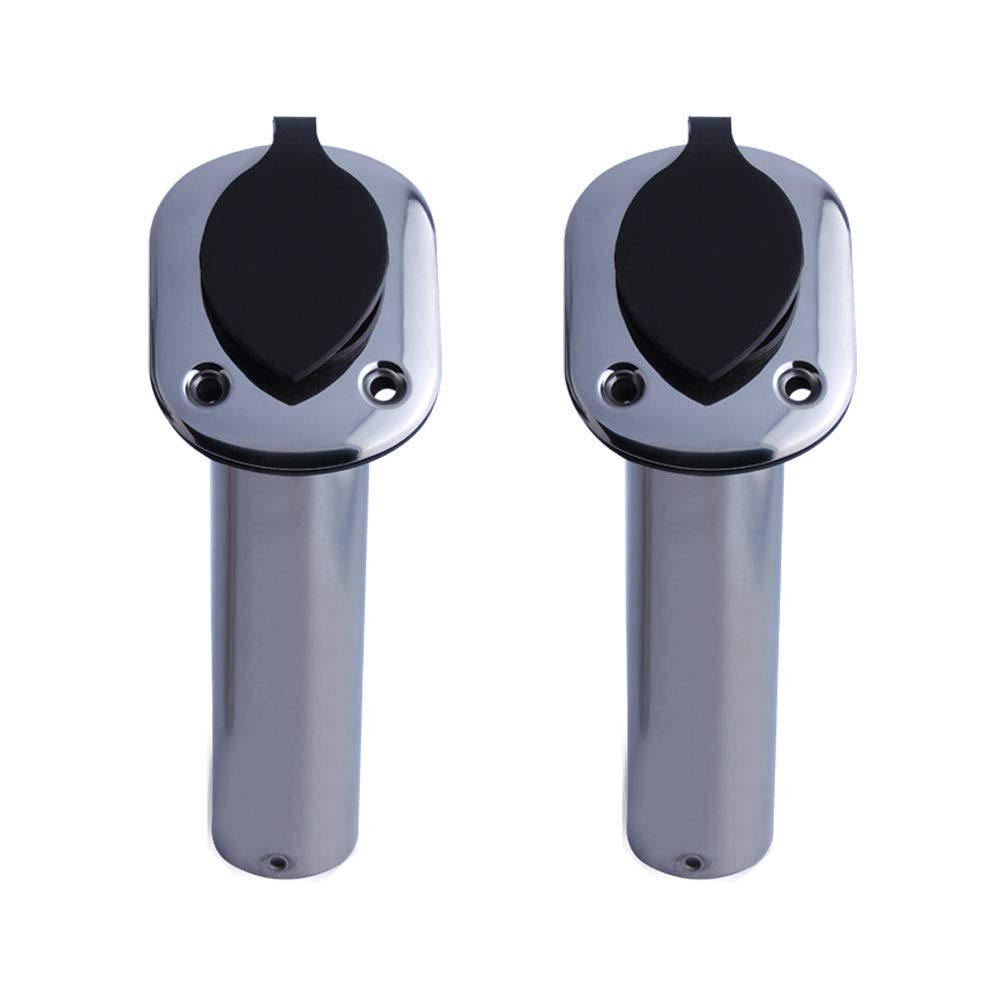 2 PCS Stainless Steel Rod Holder Flush Mount 15 Degree fishing Rod Holders Pod(A pair)