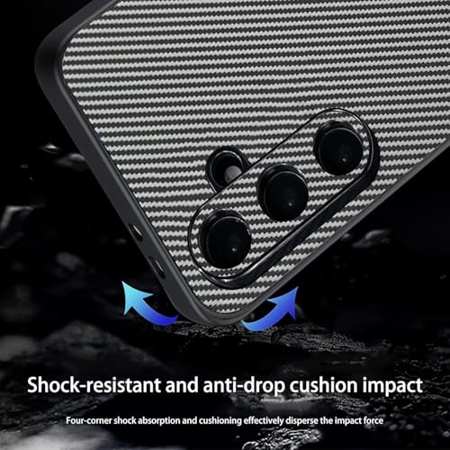 Image of DIZORO Carbon Fiber Case for Samsung Galaxy S24 fe 5g Fusion 5g Smooth Touch Rubber Phone Cases Non-Slip camera protection Fingerprint resistant Full Body Protective Shockproof Back Cover - Light Grey