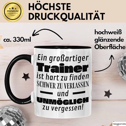 Trainer Abschied Geschenk Tasse Abschiedsgeschenk für Trainer Hart Zu Finden Schwer Zu Verlassen (Schwarz)