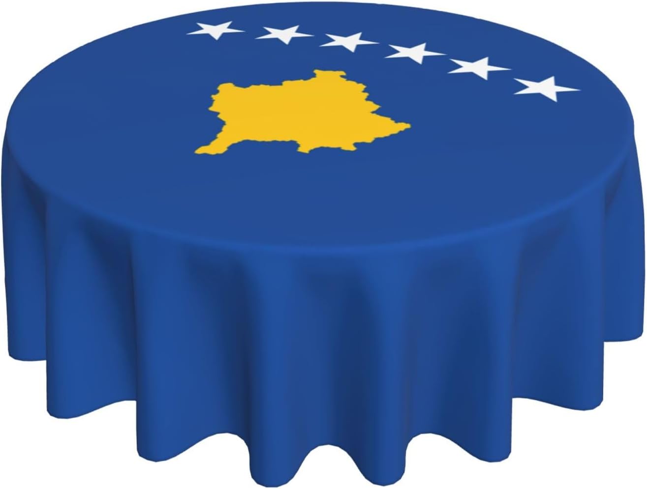 Flag of Kosovo Print Wrinkle Free Dining Table Cover for Birthday Party Farmhouse Tablecloths Up to 60 x 60 Inches