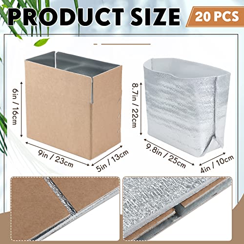 Nuanchu 20 Pieces Insulated Shipping Boxes, 9" x 5" x 6" Double Insulated with Aluminum Foil Liner Thermal Insulation Cold Reusable Mailing Box for Cold Food, Shipping, Mailing, Packing by Nuanchu - Image 2