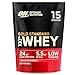 Price comparison product image Optimum Nutrition Gold Standard 100% Whey Muscle Building and Recovery Protein Powder With Naturally Occurring Glutamine and BCAA Amino Acids, Delicious Strawberry Flavour, 15 Servings, 450 g