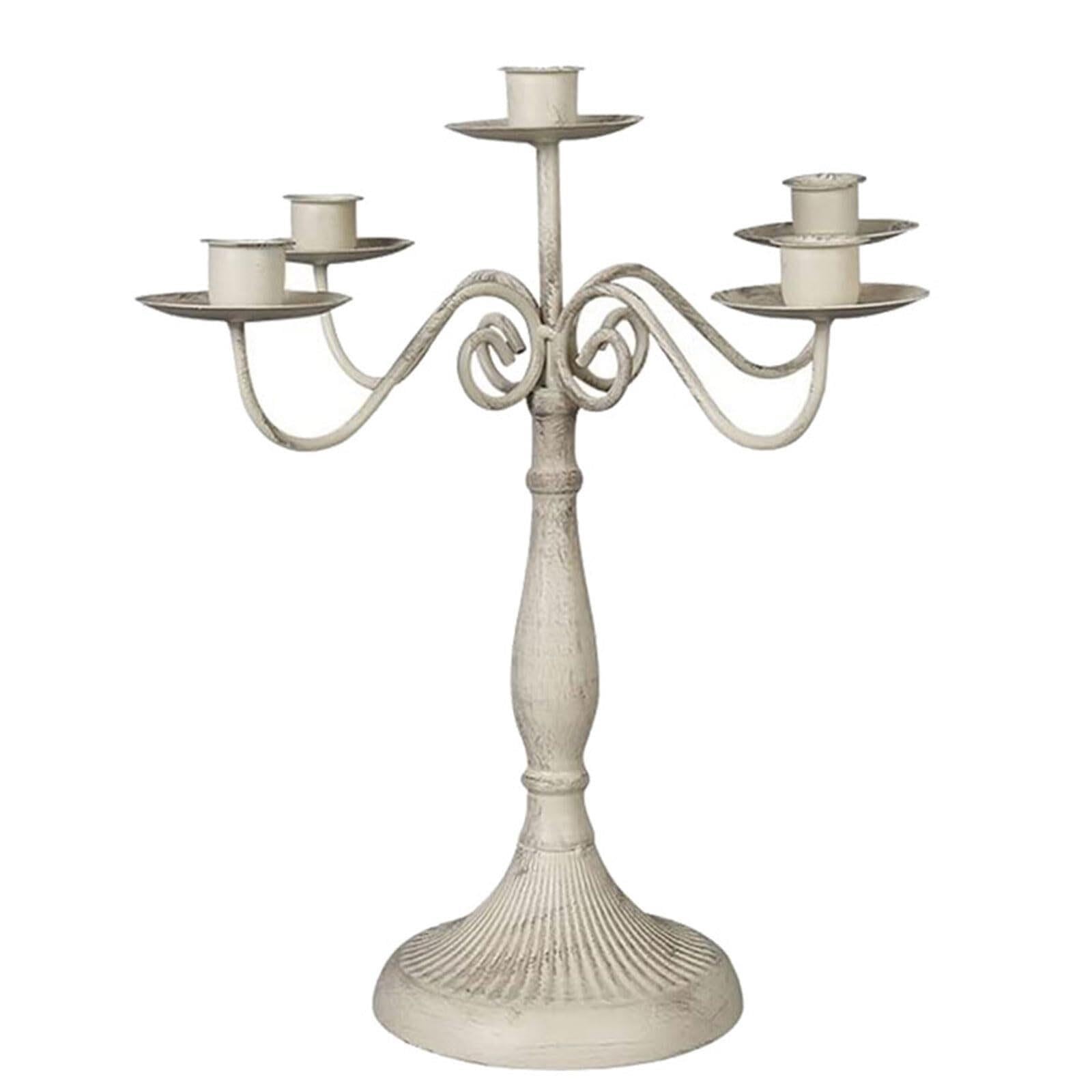 Kerzenhalter für Stabkerzen Kandelaber-Kerzenhalter, Tisch-Kerzenständer Wohnzimmer-Deko(White,5 Arms)