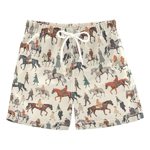 ALAZA Vintage Horse Racing Boys Quick Dry Beach Board Shorts Kids Swim Trunks Bathing Suit Swimsuit