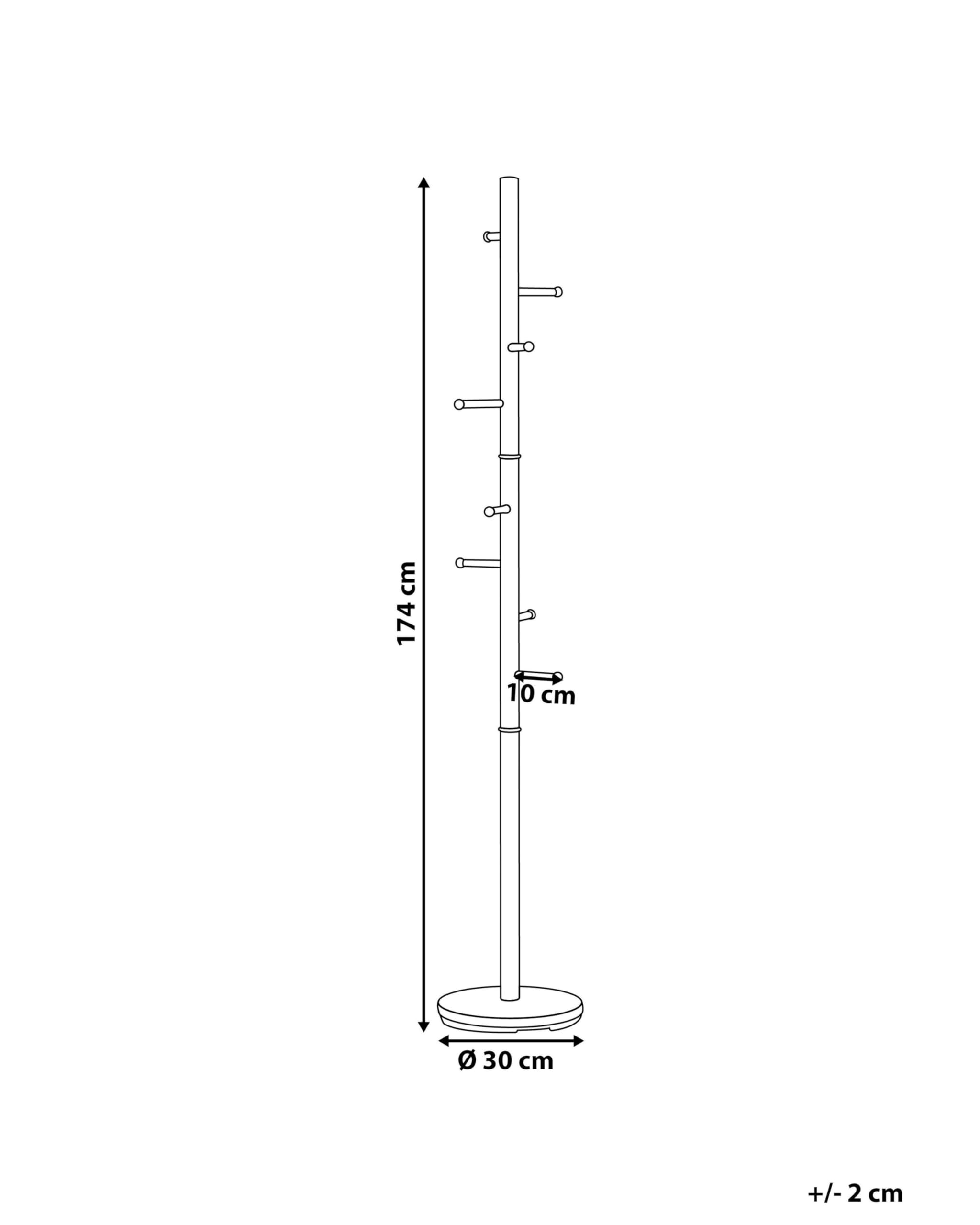 Beliani PorteManteau au Style Moderne de 185 cm de Hauteur en Acier Inoxydable Doré composé de 9 Crochets