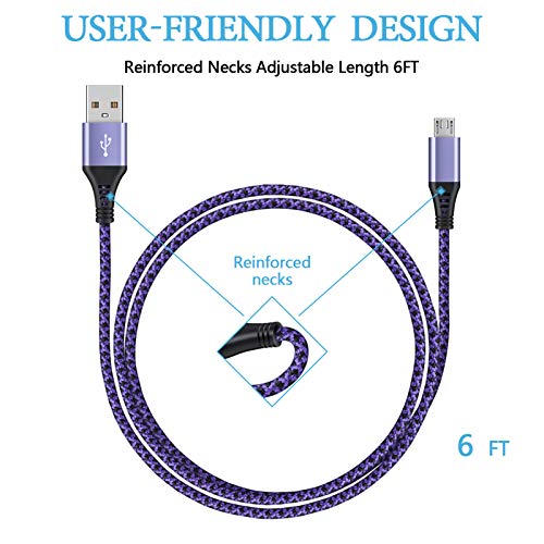 Micro Usb Cables [4Pack/6Ft] Ailkin Android Usb 2.0A Male To Micro B Charger Cord, Fast Charging Speed Data Wire Nylon Colored Braided Powerline Cable For Samsung Galaxy S7 S6 J7 J3 J8 A01 Kindle Fire #TOP2