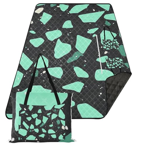 sanluoli Manta de campamento resistente al agua, tapete plegable para adultos, artículos de picnic, mármol verde menta