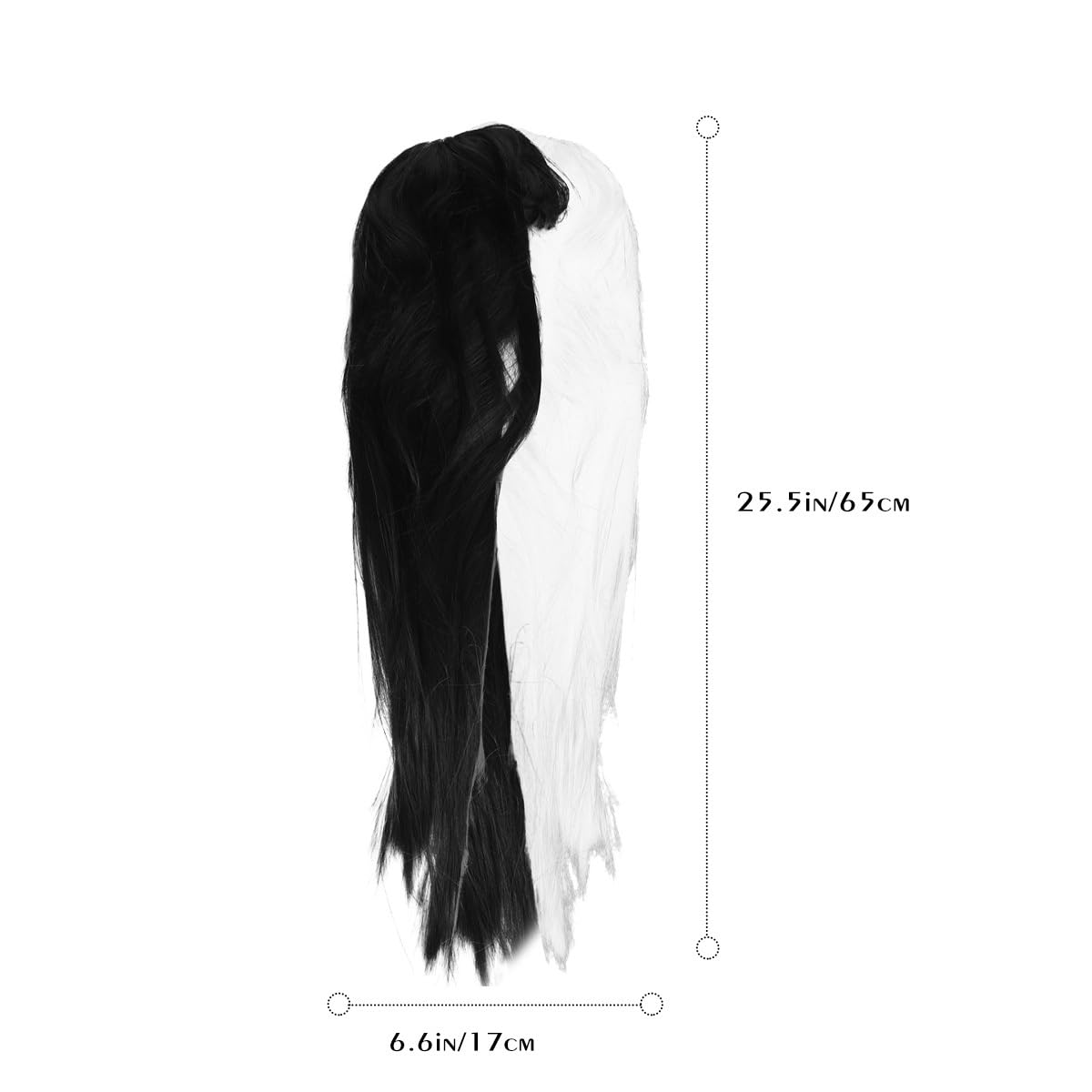 Color Matching High Temperature Silk Wig Headgear Prom High Temperature Wire Women's, Black White, 65cm - Image 3