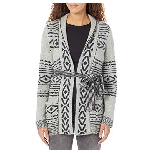 Pendleton Women's Alpaca Discovery Wrap Front Cardigan Sweater, Grey Mix, MD