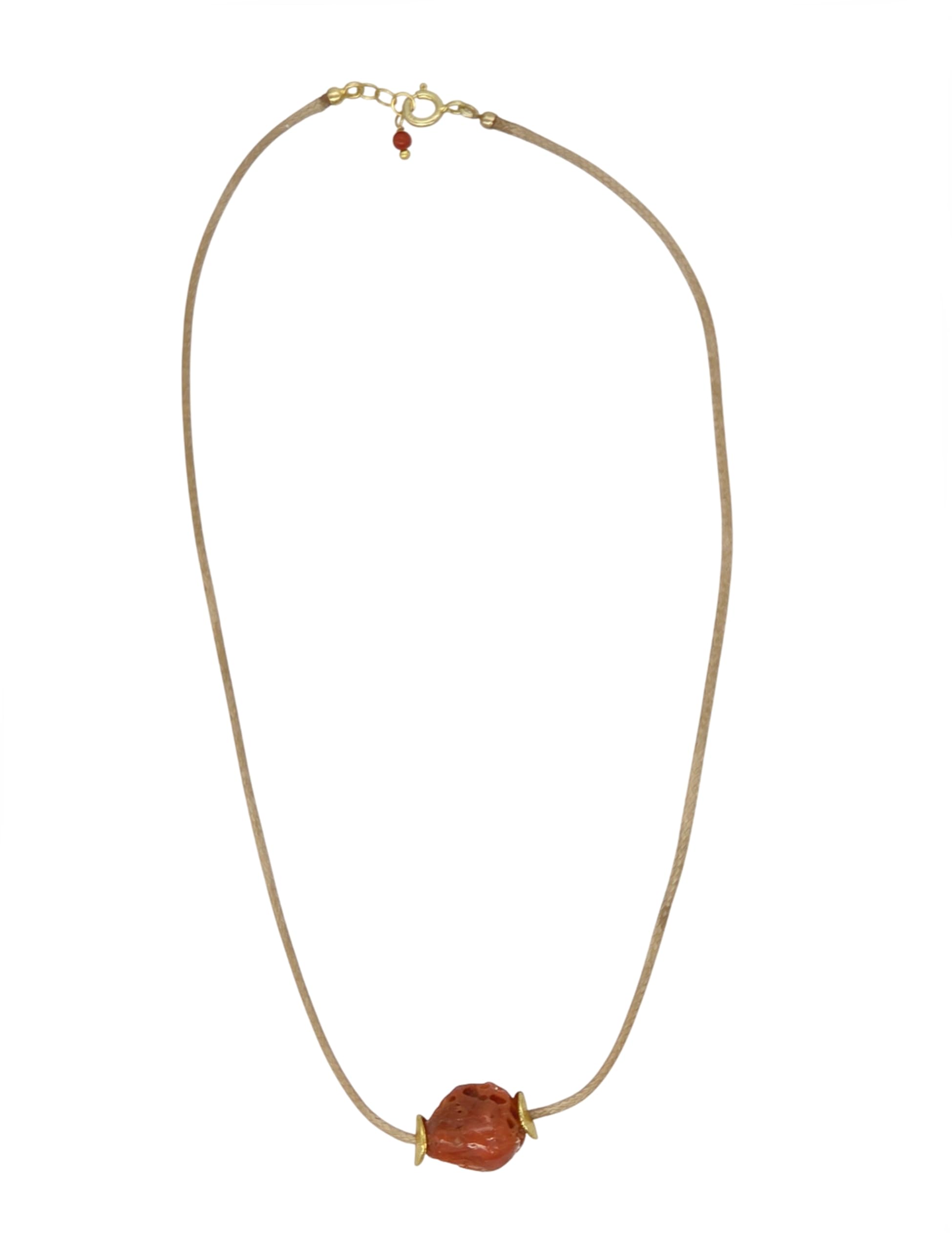 sicilia bedda - Collana Unisex con Corallo Rosso del Mediterraneo e Argento 925 - Filo Caucciù Cerato - Gioiello Artigianale