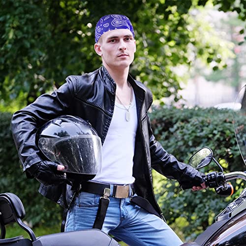 Hilkycton Dew Rag Skull Caps For Men, Cycling Sweat Wicking Doo Rags Head Wrap, Motorcycle Helmet Liner Bandana Do Rags, Paisley… #TOP3