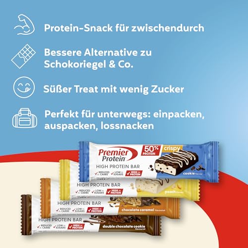 Premier Protein - High Protein Bar 50% - Multiflavourbox - 20x40g - Low Sugar - Low Carb - High Protein Bar
