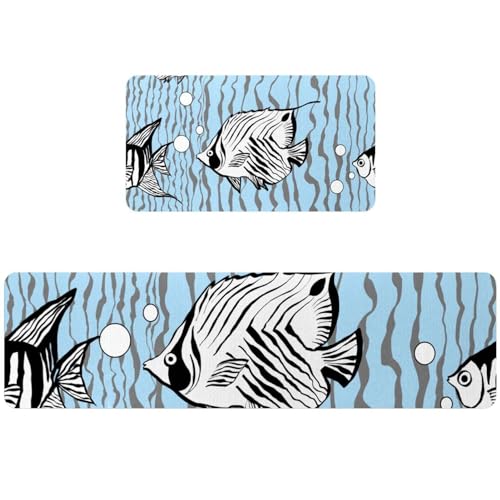 Tapis de cuisine absorbant tapis de sol antidérapant bleu marine - 2