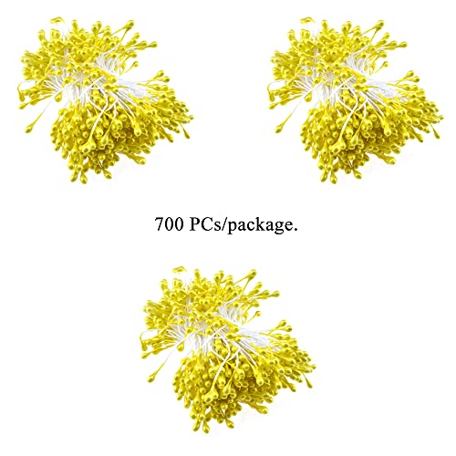 HAHIYO 700Pcs 3mm Yellow Gold Pearl Double Head Flower Pistil Hand-Made Artificial Pistil para Flore Pearlized Floral Stamen Pollen for Flower Making Scrapbook Decoration by HAHIYO - Image 6