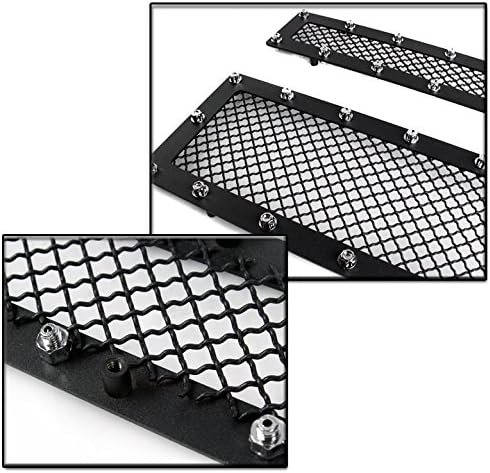 For 2014-2015 Chevy Silverado 1500 High Country Front Upper + Bumper Rivet Stainless Steel Mesh Grille Combo