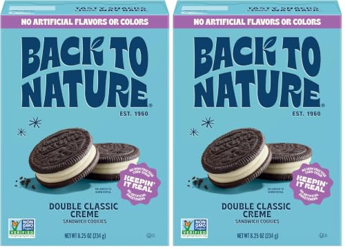 Image of Back to Nature Double Creme Sandwich Cookies, Plant-Based, Non-GMO, Plant-Based, Made with Wheat Flour, Snack Happy, 8.25 oz Box (Pack of 2)