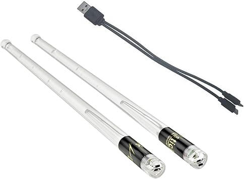 2 Pair Rechargeable LED Light Up Drum Sticks, 15 Color Changing Drumsticks for Kids Adults Glow in The Dark Stage Luminous Bright LED Light Up Drumsticks