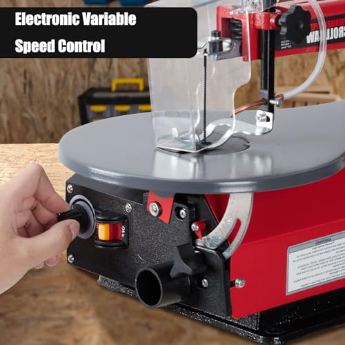 16-Inch Variable Speed Scroll Saw With Extra-Large Adjustable Tilting Work Table and Led Work Light - Perfect for Woodworking