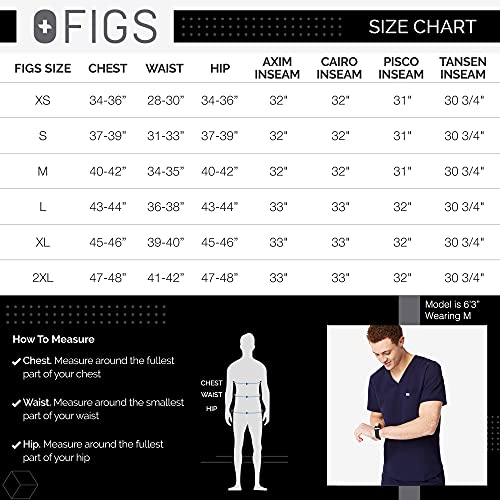 Figs Chisec Three-Pocket Scrub Top For Men – Navy Blue, M #TOP5