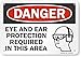 SmartSign 7 x 10 inch â€œDanger - Eye and Ear Protection Required in This Areaâ€ OSHA Sign, 55 mil HDPE Plastic, Red, Black and White