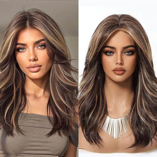Perruque bouclée dégradée avec frange pour femme - Couverture complète tête cheveux ondulé frisé